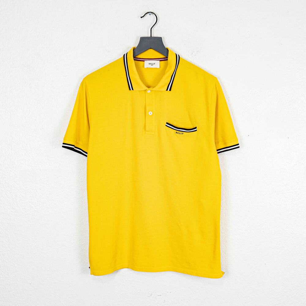BALLY 1851 Men's Cotton Yellow Polo Shirt Mother of pearl button 42